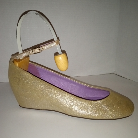 Jeffrey Campbell Handmade Tahiti Last Gold Glitter Wedge size 8 - Picture 11 of 16